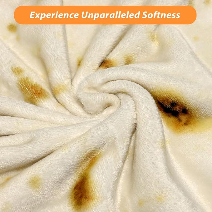 HDFK Tortilla Blanket Adult Size 71 inches for Kids Beige Yellow Double Sided Throw Taco Realistic Food Blankets Lightweight Flannel Fleece White Elephant Funny Gifts for Women Cozy Soft Novelty Teens