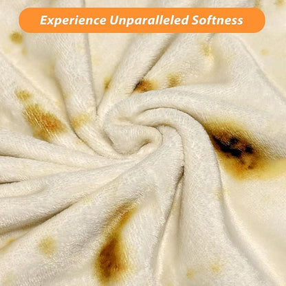 HDFK Tortilla Blanket Adult Size 71 inches for Kids Beige Yellow Double Sided Throw Taco Realistic Food Blankets Lightweight Flannel Fleece White Elephant Funny Gifts for Women Cozy Soft Novelty Teens
