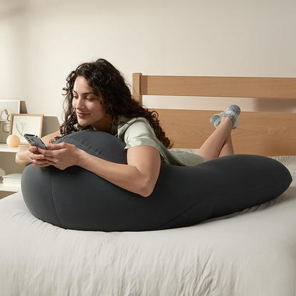 Yogibo Support Pro U Shaped Reading Back Support Lounge Pillow with Arm Rests for Adults, Soft Microbead Filling, Large-Sized with Elevated Chair Back, Purple