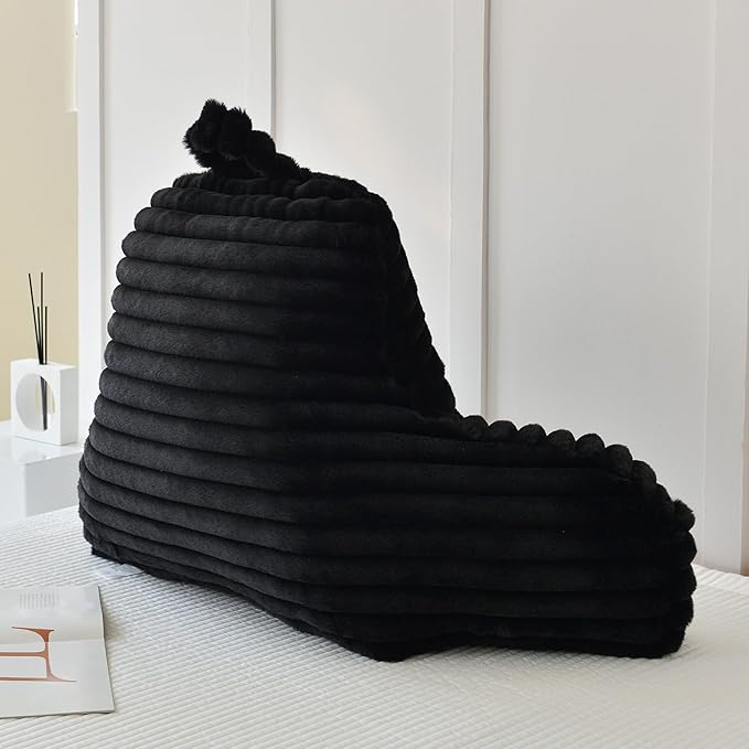 Yaoshuho Large Reading Pillow for Adults, Back Support Pillow for Sitting Up in Bed with Arms, Couch for Lounging Bedrest, Black