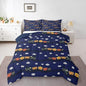 Erosebridal Cartoon Train Bedding Sets Navy Locomotive Train Comforter Set Queen,Smoking Steam Engine Down Comforter for Kids Toddler Cute Clouds Transportation Cars Duvet Insert 3 Pieces