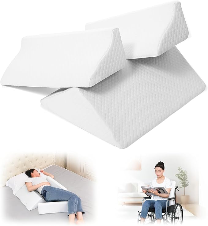 3-in-1 Side Wedge Pillow,Wedge Pillow for Back Pain Relief,Foam Wedges for Positioning in Bed,Positioning Wedges for Bed Sores,for Seniors,Caregivers,Side Sleepers,After Surgery,White