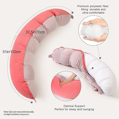 Peallow(Pat. Pend) – Long Round Body Pillow for Adults, Bolster Pillow for Sleeping, Soft and Supportive Pillow for Sleeping & Lumbar Support(Coral Peach,39")
