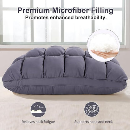 YOUR MOON Soft Pillows for Sleeping, Support Bed Pillows, Fluffy Down Alternative Pillow, Luxury Hotel Gel Pillows for Side Sleeping Standard Size (Gray)