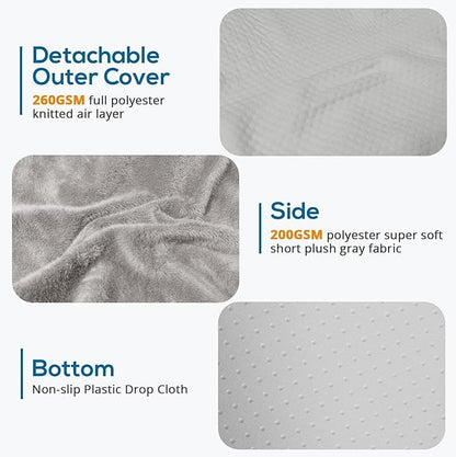 Sasttie Wedge Pillow, 12 Inch Memory Foam Bed Wedge Pillow for Sleeping, Acid Reflux, Back Pain, Post Surgery, and Snoring, Designed with Washable Cover, Solid Warm Gray