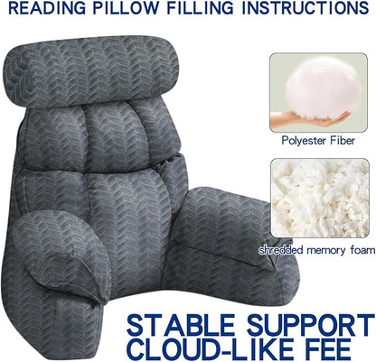 FXXUDVNIIN Back Pillow for Bed Sitting up – with 9.4" Armrests Bed Pillow for Sitting up,Inch Arms for Support, Ideal for Reading, Watching TV, Gaming, and Relaxing