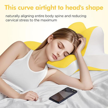 Reading Pillow for Lying, Leaning and Prone, Contour Memory Foam Pillow, Ergonomic Cervical Pillow for Neck and Shoulder Pain Relief, Bed Wedge Pillow Yellow