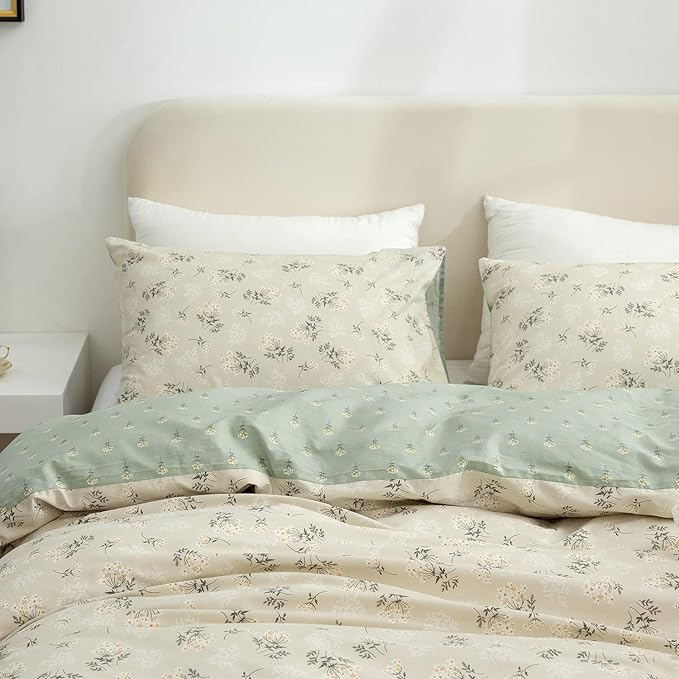 Floral Duvet Cover Set - Twin, 100% Soft Microfiber, 3 Pieces (Duvet Cover & 2 Pillowcases) with Zipper Closure