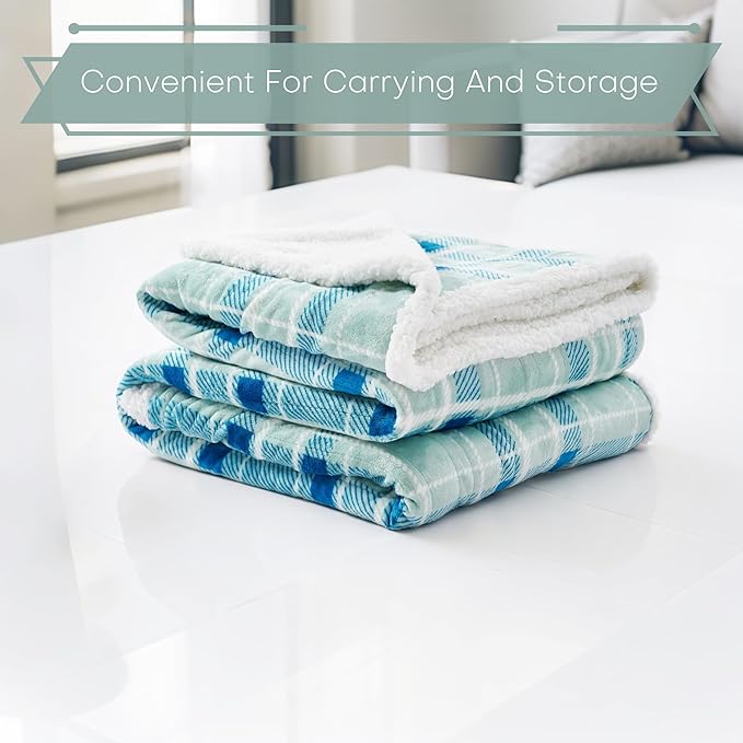 Electric Heated Blanket Full Size 72"x84" - Microplush & Sherpa Fabric Dual-Sided, 6 Heat Settings & 1-10 Hours Auto Off , Cozy Warming Throw for Home, Office, or Bed, Machine Washable，Mint Green