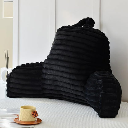 Yaoshuho Large Reading Pillow for Adults, Back Support Pillow for Sitting Up in Bed with Arms, Couch for Lounging Bedrest, Black
