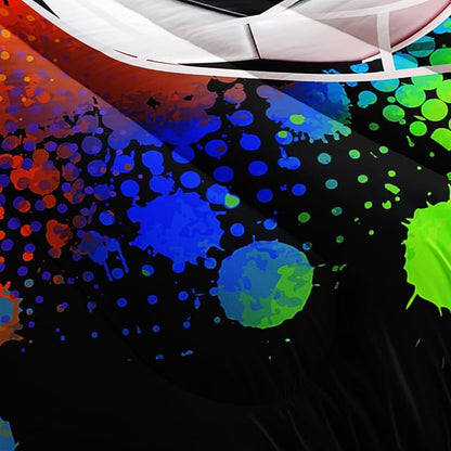 Colorful Soccer Themed Comforter 3Pcs Full Gaming Football Net Bedding Set for Kid Teen Girl Boy Adult Ball Sports Games Graffiti Football Quilt Room Decor with 1 Comforter and 2 Pillowcases