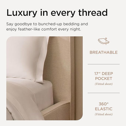 Threadmill 100% American Supima Cotton Sheets King Size - 1000 Thread Count, 4Pc King Size Sheet Set, Smooth Sateen Sheet, Ultra Luxury Bed Sheet, 17" Deep Pocket King Sheet Set - White Sheets