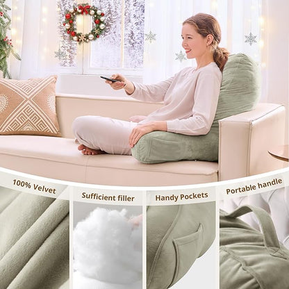 Sasttie Reading Pillow, Pillows for Reading or Relaxing – Ergonomic Support for Head, Neck, Back, and Lumbar, 23-Inch, Linen