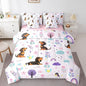 Erosebridal 7Pcs Floral Dachshund Kids Bedding Set for Boys,Twin Size Comforter Set with Sheets and Pillowcase,7Pcs Bed in a Bag,Cartoon Animal Children Bed Set, Cute Flower Comforter