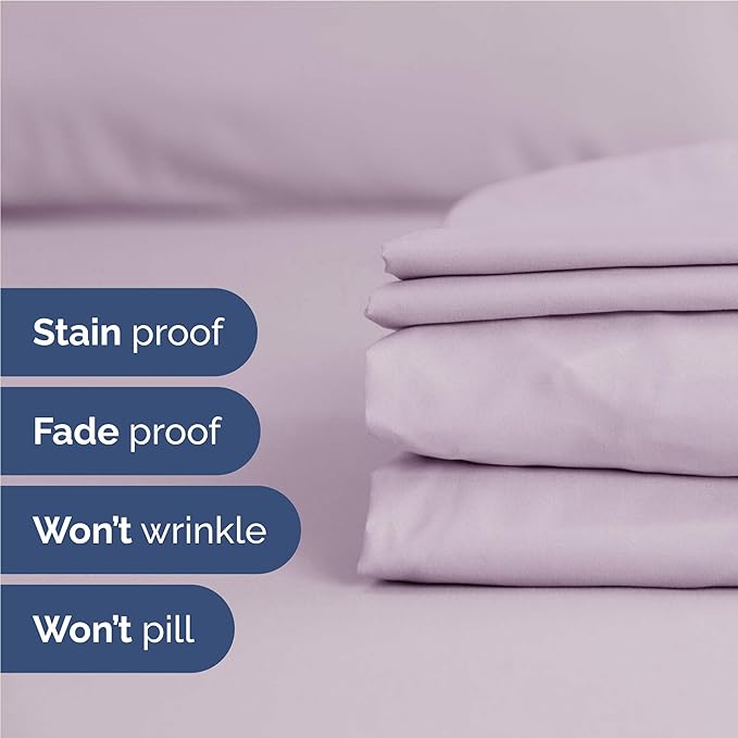 Twin XL 4 Piece Sheet Set - Comfy Breathable & Cooling - Soft Hotel Luxury Bedding Set with 8-16 Inch Deep Pockets - 1 Flat & 1 Fitted Sheet & 2 Pillowcases - Wrinkle Free & Easy Care - Light Lavender