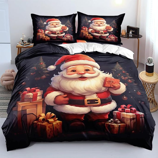 Christmas Duvet Cover Bedding Sets King Size for Kids Girls Teens, Christmas Petal Country Bedding Décor, 1 Duvet Cover and 2 Pillow Shams - 70x90 inches