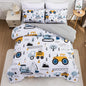 NTBED Construction Truck Twin Comforter Set for Boys Kids Forest Vehicles Excavator Lightweight Microfiber Bedding Sets