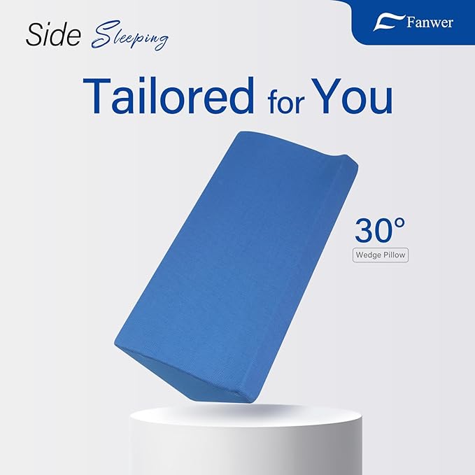 Fanwer Bed Wedge Pillow for Sleeping Body Position Wedges Back Positioning Elevation Pillows Blue Pray Case Pregnancy Bedroom Eevated Body Alignment Ankle Support Pillow Leg Bolster