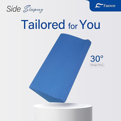 Fanwer Bed Wedge Pillow for Sleeping Body Position Wedges Back Positioning Elevation Pillows Blue Pray Case Pregnancy Bedroom Eevated Body Alignment Ankle Support Pillow Leg Bolster