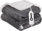Electric Heated Blanket Throw Size 50"x60" - Dual-Sided with Microplush & Sherpa Fabric, 4 Heat Settings & 3 Hours Auto Off, Machine Washable - Iron Gray