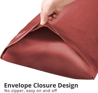 HUXMEYSON Body Pillow with Satin Pillowcase, Body Pillow for Adults, Removable Cover, Wine Red (20"x54")