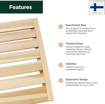Sauna Headrest - Handmade from Finnish Pine Wood - Ergonomic Neck Support Pillow