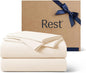 REST® Evercool®+ Cooling Sheet Set, Full Size, Snow Ivory, Breathable Bed Sheets for Hot Sleeper and Night Sweats, with Pillowcases, with Ionic+ Self-Cleaning Silver Yarn for Sensitive Skin, 4PCS