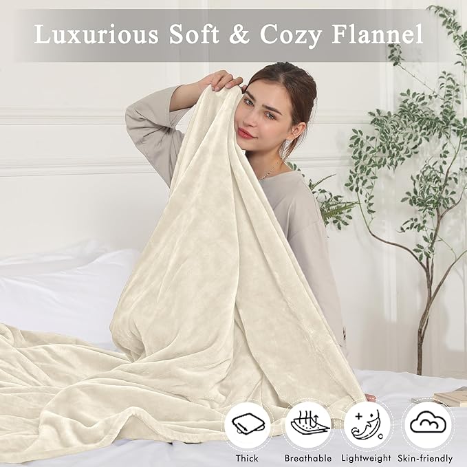 Electric Blanket Full Size, Super Soft Cozy Upgraded Flannel Heating Blanket with 6 Heating Levels & 1-10 Hours Auto Off, Fast Heating & Overheat Protection, 72" x 84", White