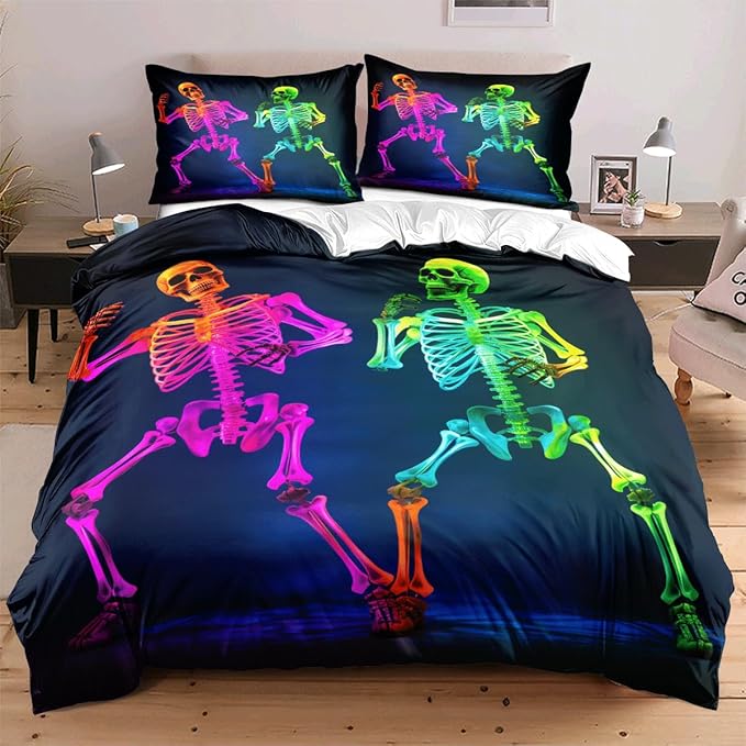 Halloween Twin Duvet Comforter Cover Sets with 2 Pillowcases for Kids Girls Teens Adult Bedroom Decor