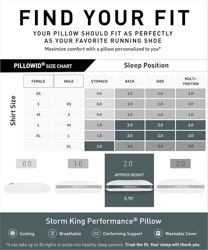 Bedgear Storm Performance Pillow 2.0 – Cooling Bed Pillow for Hot Sleepers, Medium Firm Support for All Sleep Positions – Dual-Sided Comfort, Breathable Air-X Mesh, Washable Ver-Tex Cover, 20” x 36”