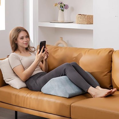 Knee Wedge Pillow 6.3'' for Post-Surgery Recovery-Leg Elevation Support for Sleep Position, Alleviating Lower Back & Hip Pain Enhancing Circulation in Ankles Legs Triangle Pillow with Removable Cover
