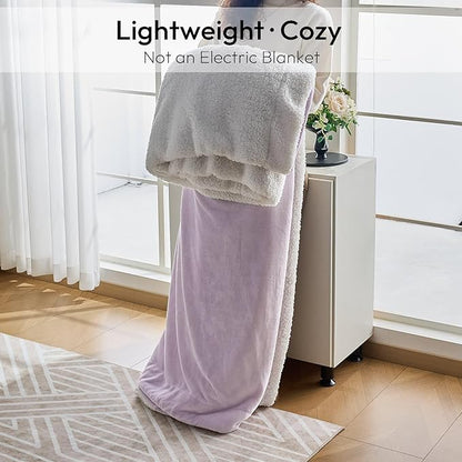 NANPIPER Warm Sherpa Blanket Queen Size for Bed, Soft Fleece for Winter, Fuzzy Plush Throw Gift for Women, Lavender 90x90 Inches