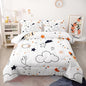 Space Comforter Set Full Size for Kids Teens and Adults Cartoon Rockets and Clouds Printed Quilt Set for Bedroom 100% Soft Microfiber All Season Print Quilt Set with 1 Comforter and 2 PillowCases
