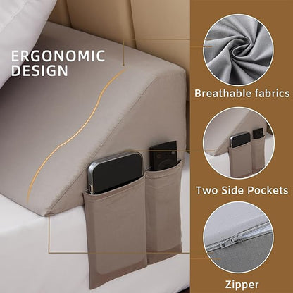 Bedluxe King Bed Wedge Pillow for Headboard, Wedge Pillow Headboard, Bed Gap Filler - Fill The Gap (0-7")(Gray, 76"x10"x6")
