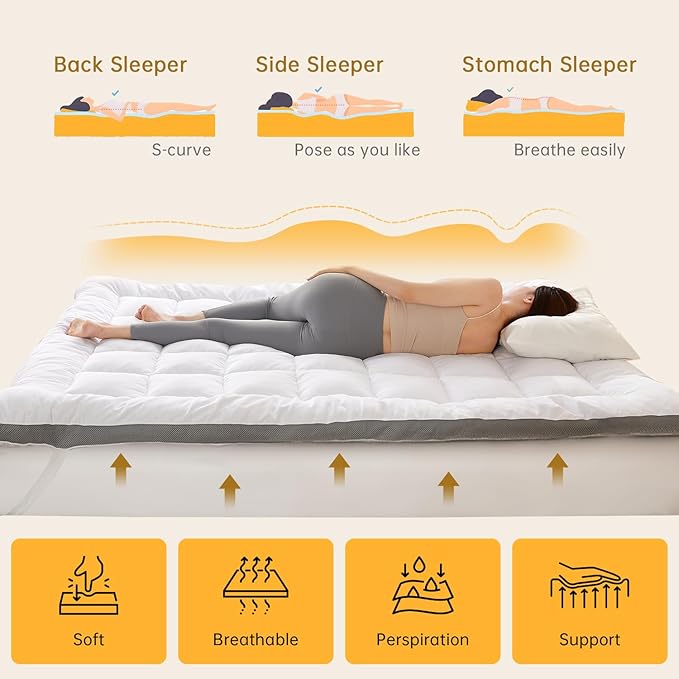 SAPHREAS 3 Inch Foam Mattress Topper Full Size, Extra Soft Pillow Top Mattress Pad with Breathable Air Mesh Sides, Back Pain Relief, Fluffy Shredded Foam Filled