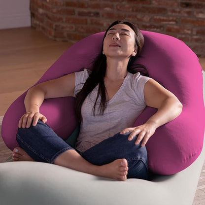 Yogibo Support U Shaped Reading Back Support Lounge Pillow with Arm Rests for Adults, Soft Micro-Bead Filling, Pink