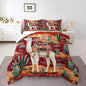 Boho Alpaca Comforter Set Twin Size for Kids Western Desert Cactus Bedding Sets All Season Exotic Tribal Style Quilt Set Bedroom Decor Cute Tropical Animal Down Comforter,2Pcs