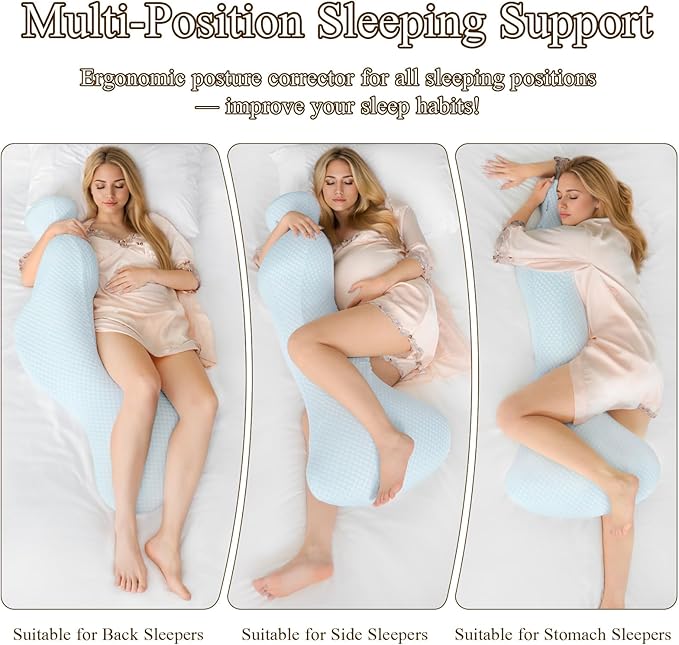 Small Mermaid Body Pillows, Cooling One Piece Body Pillows for Adults, Long Pillow for Bed, Full Memory Foam Body Pillow, Big Hugging Pillows, Soft Firm Body Pillow for Side Sleeper/Pregnancy