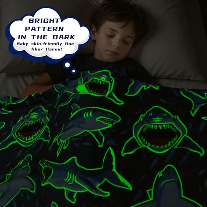 Shark Gifts Blanket for Boys 3-12 Year Old Toys - Soft Fuzzy Ocean Shark Throw Blanket for Couch & Bed, Sea Creature Fleece Plush Bedding for Bedroom Decor & Travel, 50"x60"