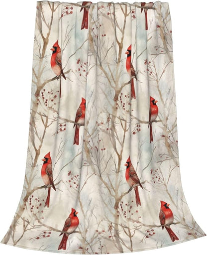 Cardinal Blanket Gifts for Women Red Birds Flannel Throw Blankets Soft Comfy Lightweight for Home Decor Couch Bed Sofa 50x40 Inches