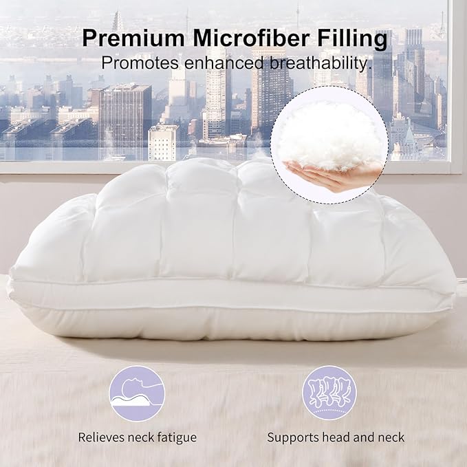 YOUR MOON Pillows Standard Size Set of 2, Soft Support Standard Pillows 2 Pack for Bed, Fluffy Down Alternative Pillow, Luxury Hotel Gel Pillow for Side Sleeping (White)
