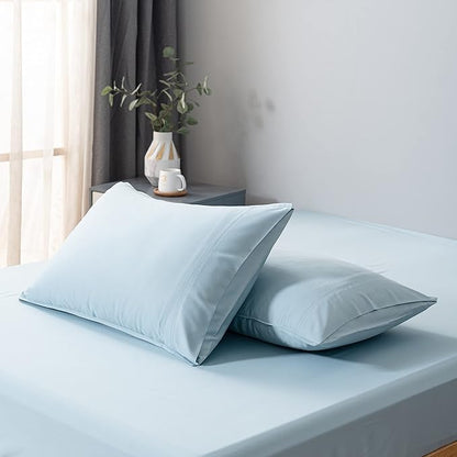 Bella Coterie | Luxury Bamboo Viscose Queen Size Pillowcase Set | 100% Organically Grown | Ultra Soft | Cooling | 2 Pcs [Coastal Blue]