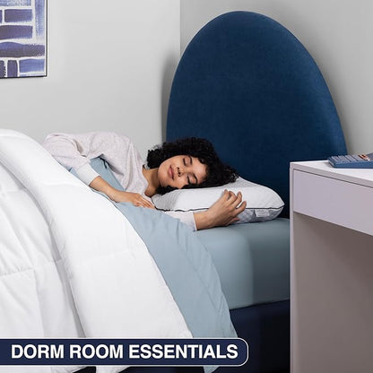Casual Living Memory Foam Pillow Standard Size Bed 1-Pack with Hypoallergenic Removable Washable Cover for Back Stomach and Side Sleepers for Dorm Essentials, 16-inch x 29-inch, White