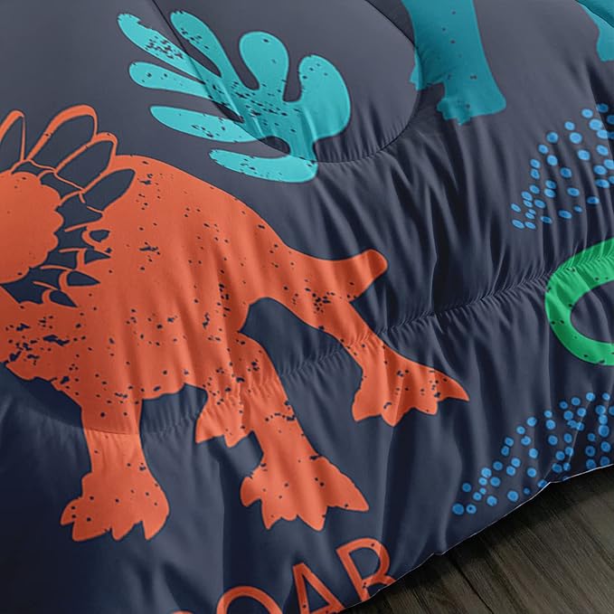Axolotl Boys Bedding Cartoon Dinosaur Comforter Set Queen Size,Cute Dinosaur Bedding Set for Kids Boys Girls Teens Adults Room Decor,Kids Comforter Set All Season,1 Quilt 2 Pillow Cases