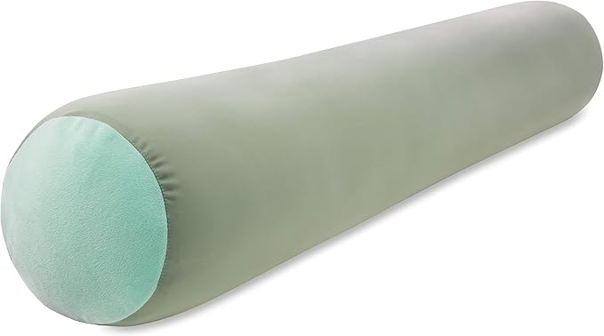 Straight Body Pillow, Full Size Premium Microbead,Side Sleeping/Maternity Pregnant Women, Supportive,Fluffy, Breathable, Cooling, 85/15 Spandex/Nylon Silky Feel Anti-Aging - 48” X 8” - Cadet Grey