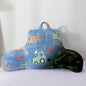 Aimuan Construction Truck Vehicles Reading Pillow Glow in The Dark Bed Rest Wedge Kids Glow Backrest Pillow Car Print with Arms Back Support for Sitting Up in Bed Cushion, Light Blue
