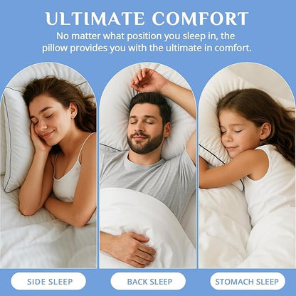 JOLLYVOGUE King Size Bed Pillow 1-Pack, Single Pillow for Sleeping, Breathable and Supportive with Down Alternative Fill, Hotel Collection Pillow for Side, Back, and Stomach Sleepers