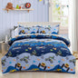 Holawakaka Trucks Tractors Cars Boys 5-Piece Bedding Comforter Sheet Set,Twin Size Cartoon Construction Car Excavator Print Kids Bed in A Bag, Excavator Mixer Truck Printed Bed Sets(Light Blue Twin)