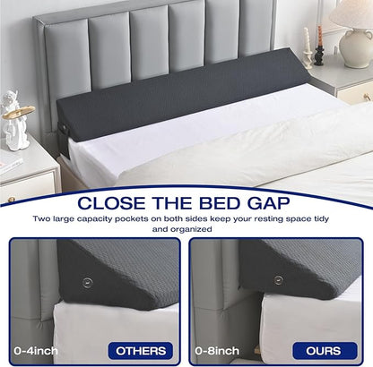 King Bed Wedge Pillow for Headboard Mattress Long Wedge Pillow Bed Bolster King Gap Filler Nora Pillows for Dorm Sleeping Backest Home Decor RV House Accessories Hotel Must Haves Grey