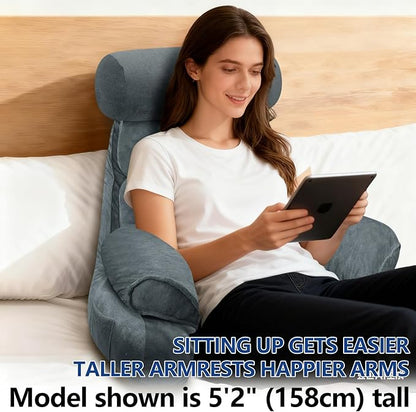 FXXUDVNIIN Back Pillow for Bed Sitting Up – Reading Pillow with 9.4" Armrest, Bed Pillow for Sitting Up & TV Pillows for Relaxing, Floor Pillow, Back Support Pillow for Adults